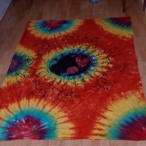 Tie-dye Greatful Dead Bears Tapestry Trippy Psychedelic Rainbow Hand Dyed Groovy